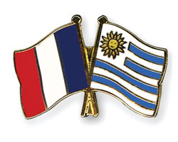 Banderas de Francia y Uruguay
